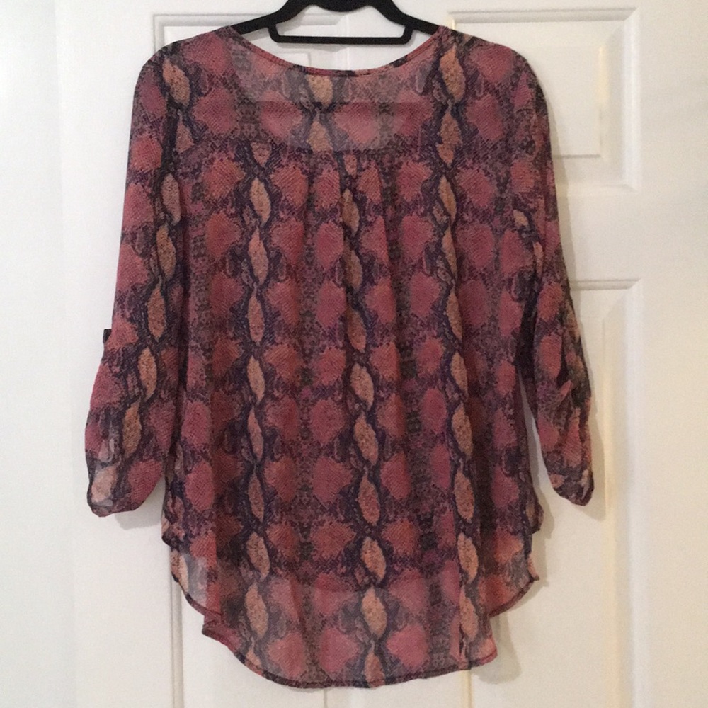 Sheer Flowy Python Print Top - Picture 5 of 5